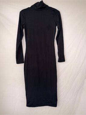 Vesti Black Long Sleeve Turtleneck Bodycon Dress